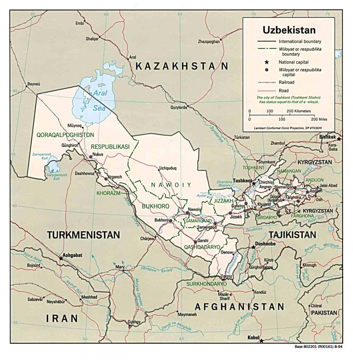 картицу Узбекистана околних земаља