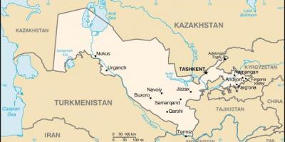 Мапа градова Узбекистана
