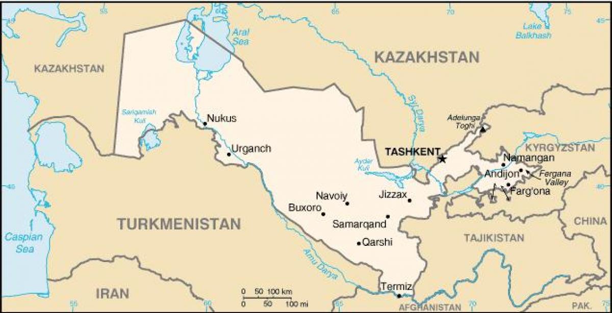 мапа градова Узбекистана